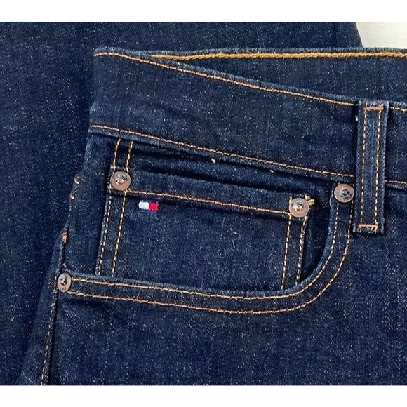 Tommy Hilfiger Mens 34x33 Selvedge Slim Leg Denim Blue Jeans Dark Wash Stretch - Picture 8 of 14